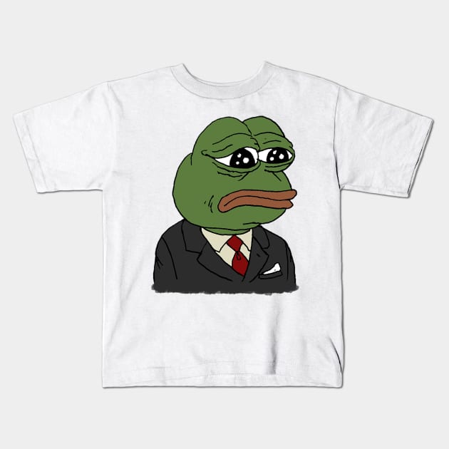 sad pepe in suit Kids T-Shirt by therustyart